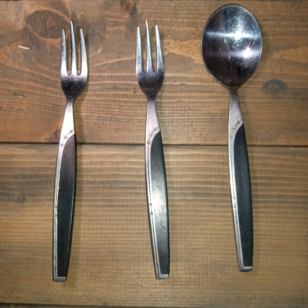 Vintage Marcrest Ebony forks spoon Retro